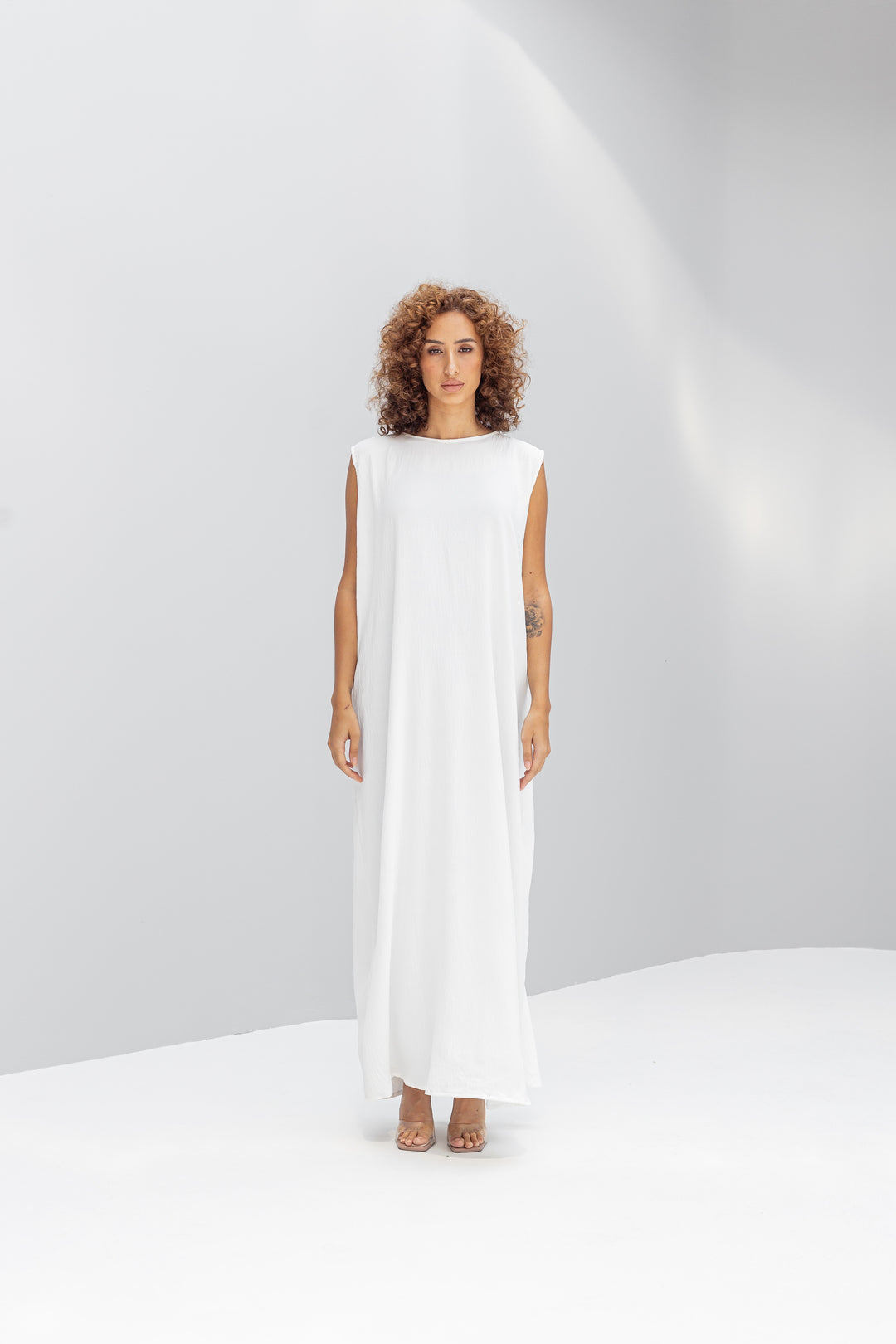 White Abaya Slip Dress - Sleeveless