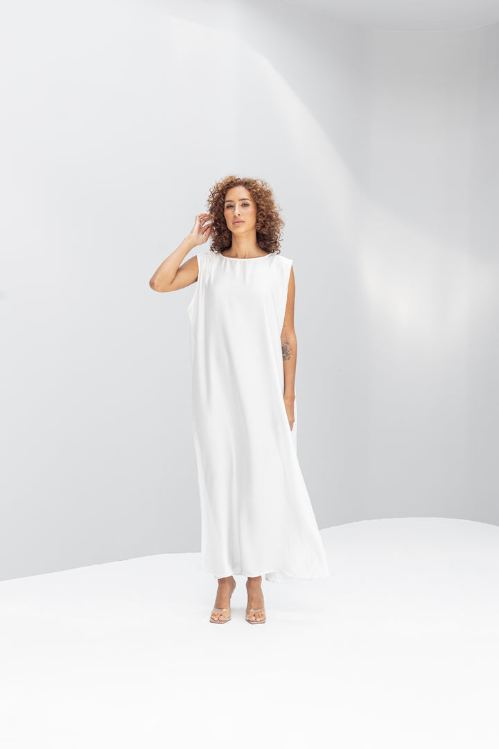 White Satin Abaya Slip Dress