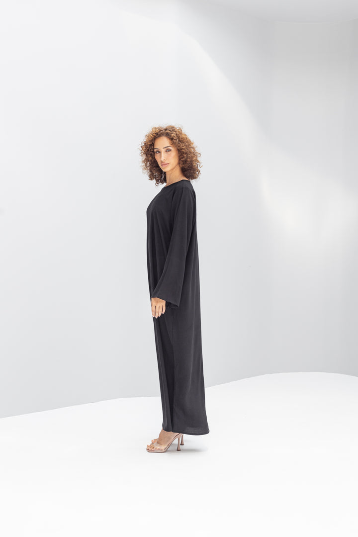 Black Abaya Slip Dress - Long Sleeve