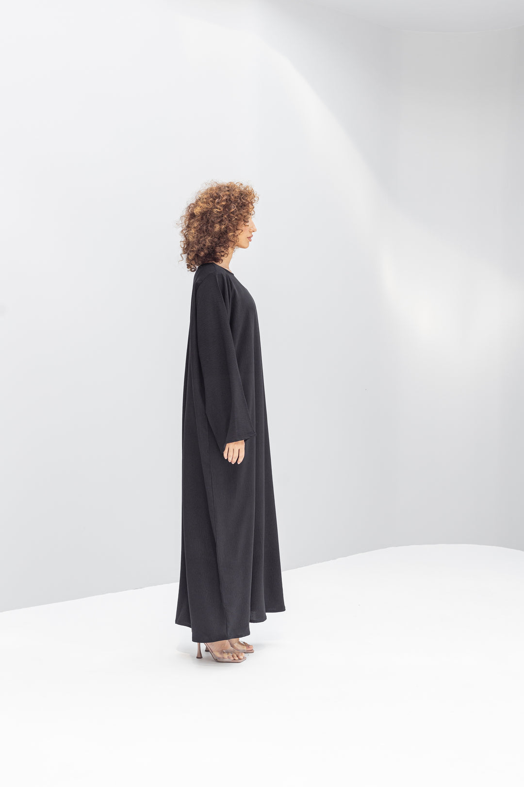 Black Abaya Slip Dress - Long Sleeve
