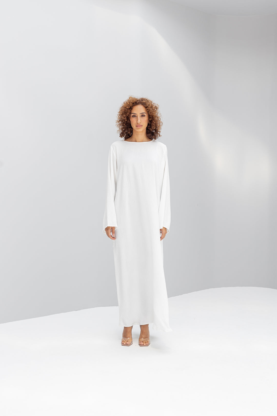 White Abaya Slip Dress - Long Sleeve