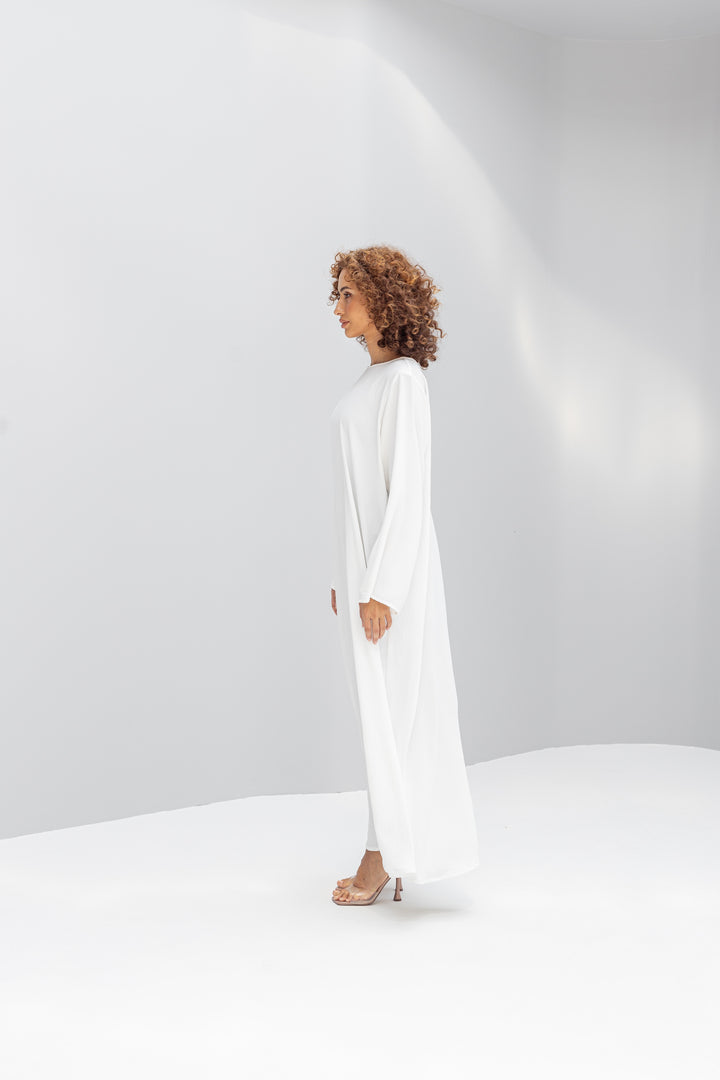 White Abaya Slip Dress Long Sleeve – Malikaat - Main Image