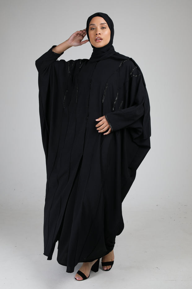 Black Layali Sparkle Abaya | 2 piece